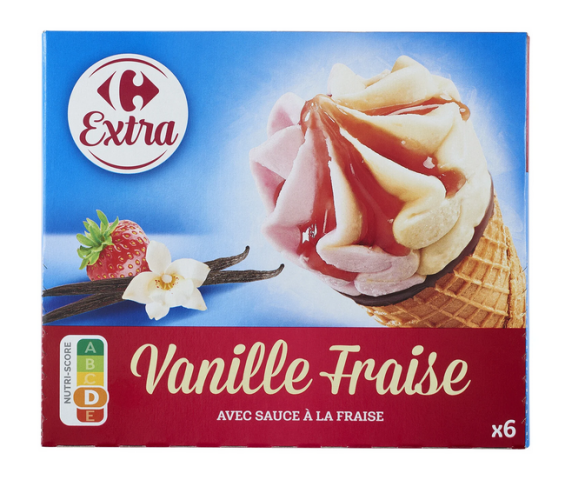 Glace Cne vanille fraise CARREFOUR